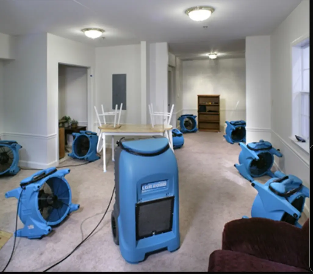 Air movers and dehumidifier setup for Water Extraction & Removal in Fairlawn